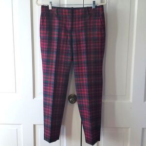 J. CREW WOOL HOLIDAY TARTAN PLAID CAFE CAPRI SIZE 2 CHRISTMAS PREPPY RED GREEN